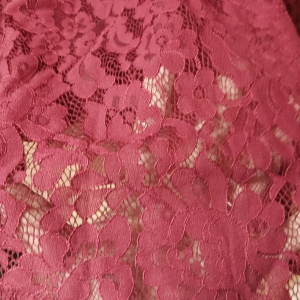 TORRID Plus Size  rhubarb peplum lace longsleeve puff sleeve top 3X - Picture 6 of 16